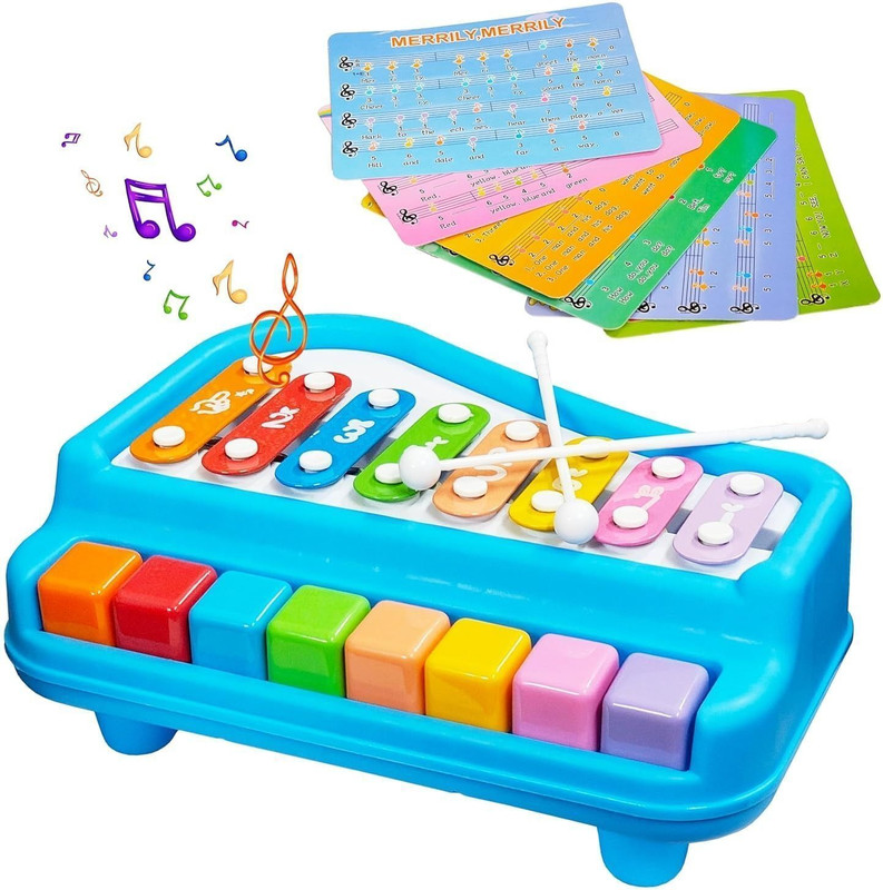 LASTICTOY 2 in 1 Baby Xylophone Piano Musical Toy for Kids | 8 Keys Learning Toy(Multicolor)