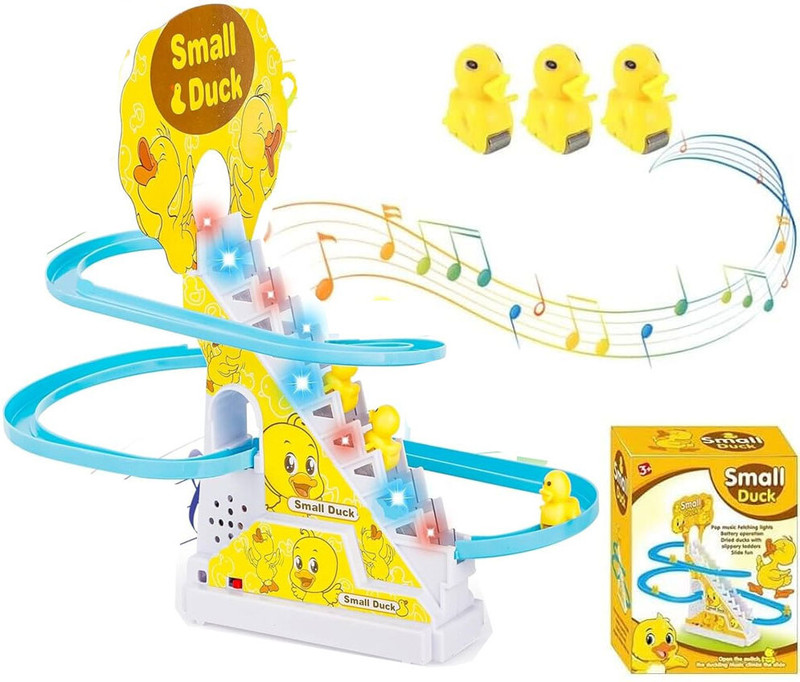 KOBBET Small Ducks Track Stair Climbing Toys for Kids Escalator Toy with Lights & Music(Multicolor)
