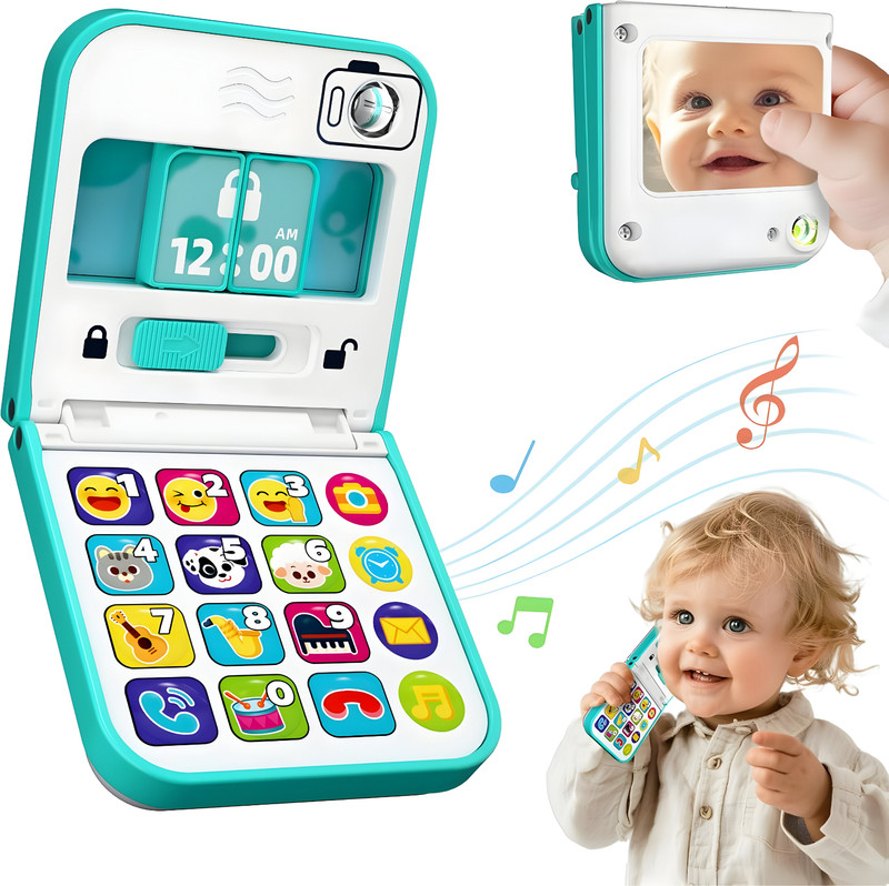 Jollyora iPlay, Ilearn Baby Cell Phone Toy 6-12 Month,Toddler Flip Smartphone Pretend toy(Multicolor)