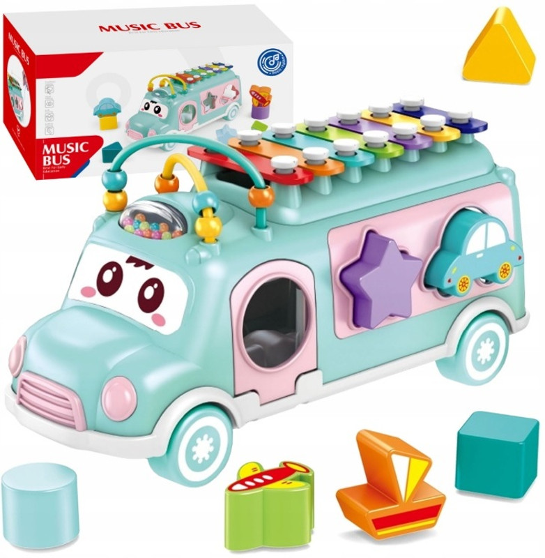 OPINA usical Xylophone School Bus Interactive Pull Along Educational Toy for Kids(Multicolor)