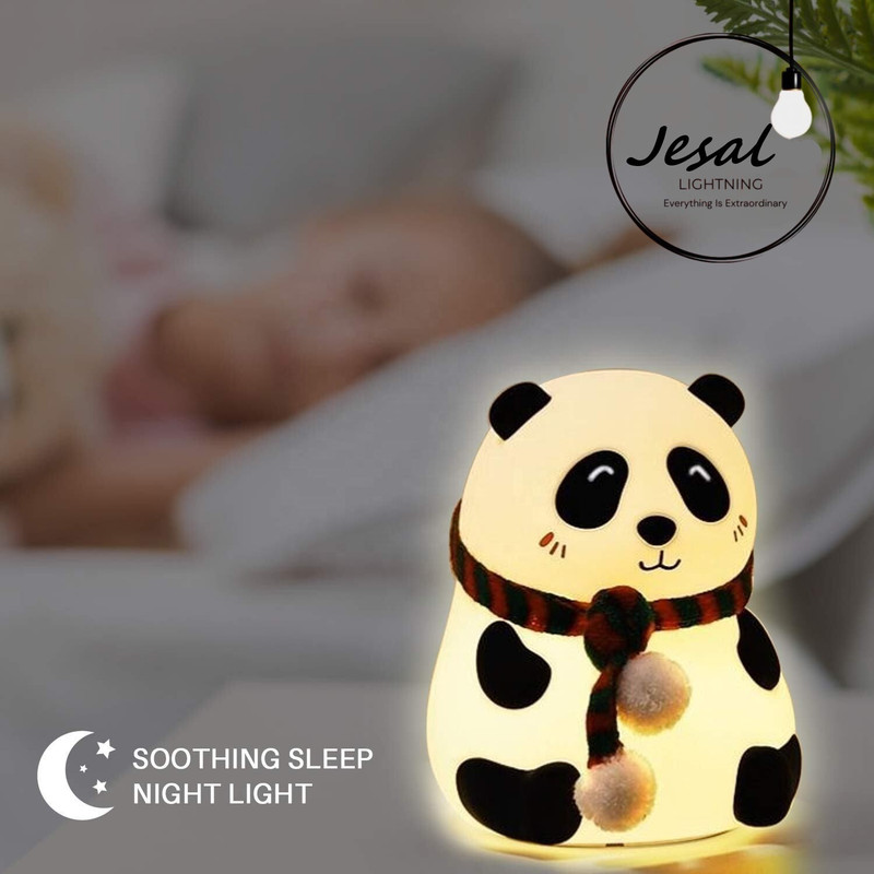 FINARO Cute Panda Silicon USB Rechargeable Night Light Lamp with Gesture Control Sensor(Multicolor)