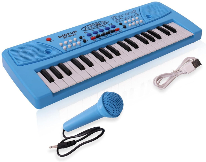 Braintastic Portable Musical Piano Keyboard with Microphone(Blue)