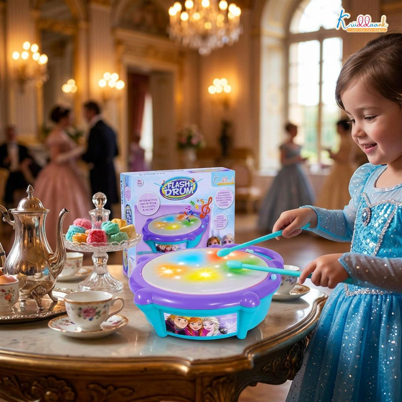DISNEY Frozen Flash Drum with Elsa & Anna, 3D Light-Up Musical Toy(Multicolor)