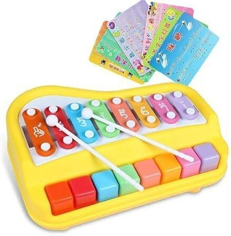 JIPSY 2 in 1 Piano Xylophone Toy for Toddlers,8 Multicolored Keyboard Xylophone Piano(Multicolor)