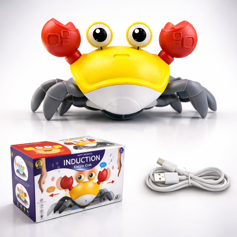 SMART BOY Crab Toy for Kids | Music & Lights USB Rechargeable Crawling Toy(Yellow, Multicolor)