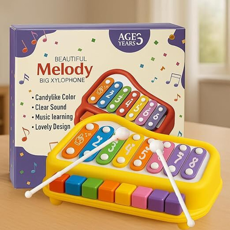 NIYAMAT Xylophone Musical Toy for Kids 8 Scale – 2-in-1 Piano Keyboard with 8 Tone(Multicolor)