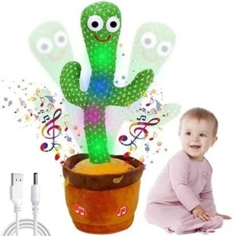DeskFlex Musical Talking Cactus Toy – Repeats Voice & Dances to Music(Multicolor)