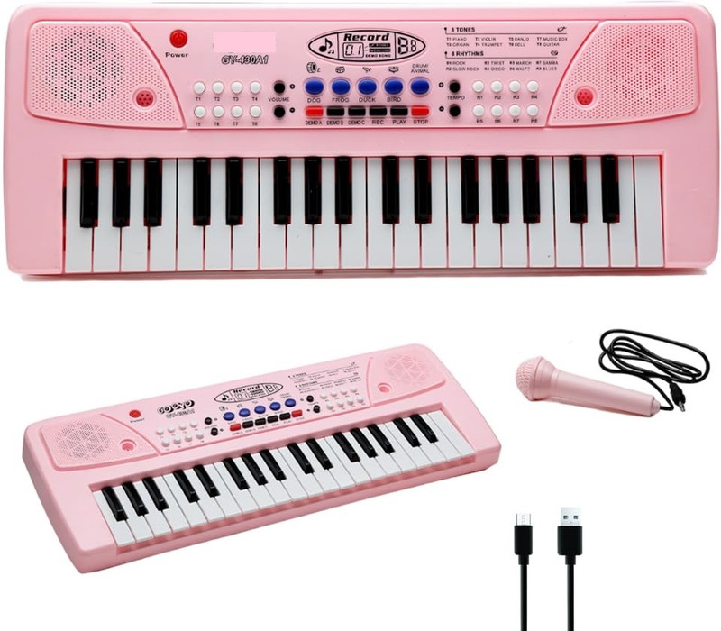 AR KIDS TOYS 37 Key Piano Keyboard with Microphone Educational Musical Toys For Kids(Pink)