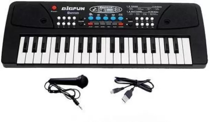 JVTS 37 Keys Piano Toy with Microphone, USB Power Cable & Sound Recording Function(Black)