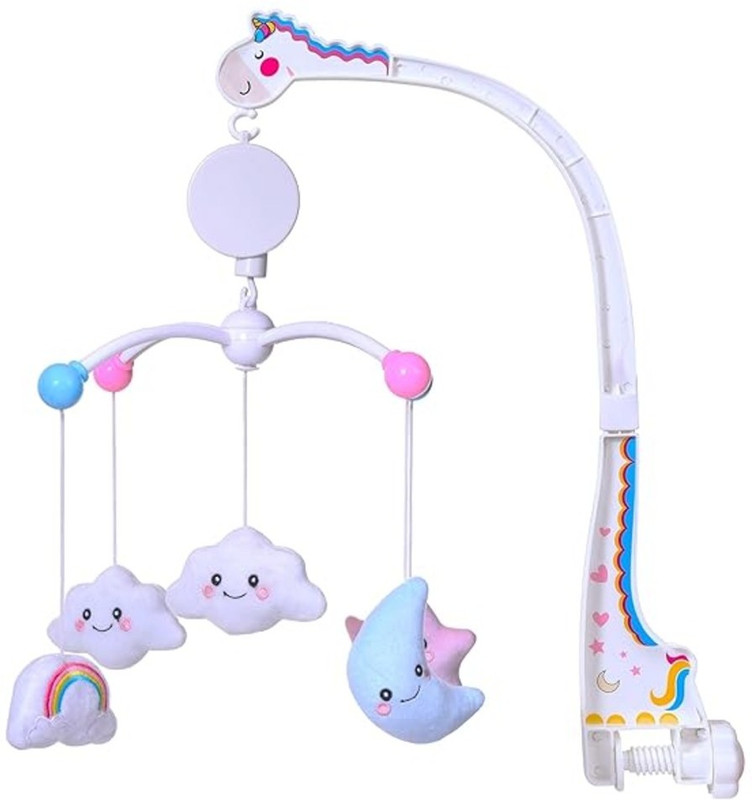 Toys R Us Bruin Rotating Pony & Stars Musical Rattle for Kids | Cot Mobile for Cradle for Baby(White)
