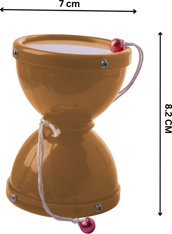 khushi enterprise Musical Damru sized Hight 8.3 cm and Width 7 cm, ( Small ) ( Wooden Color )(Brown)