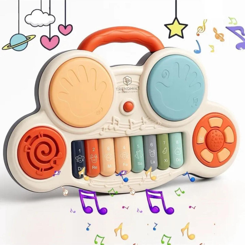 TrendHiveinternational Drum Piano Musical Toys for Kids with Flashing Lights - Animal Sound Toy(Multicolor)