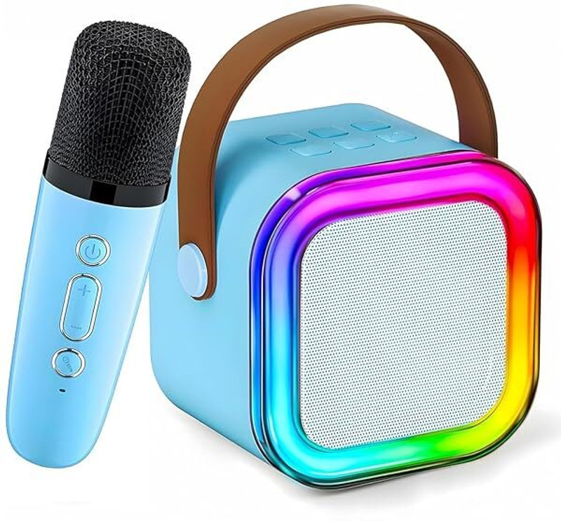 ATOZTOYS Kids Speaker with Wireless Microphone with LED Lights(Pink)