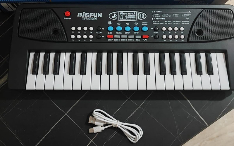 Kidzblend 37 Key Piano Keyboard Toy with Recording and Mic and Adapter for Power(Black)