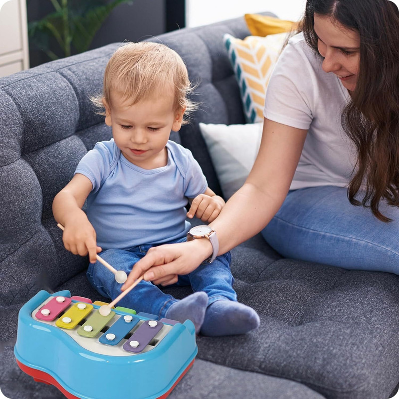 KHYALI 2-IN-1 Mini Piano and Xylophone Toy with Colorful Keys & 2 Mallets for Kids|K022(Multicolor)