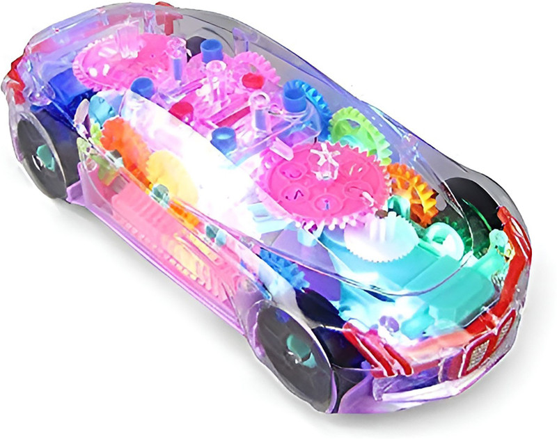 Toy DEKHO Creations Concept Musical Transports Bus Toy| Rotation, Gear Transparent Bus Toy(Multicolor)