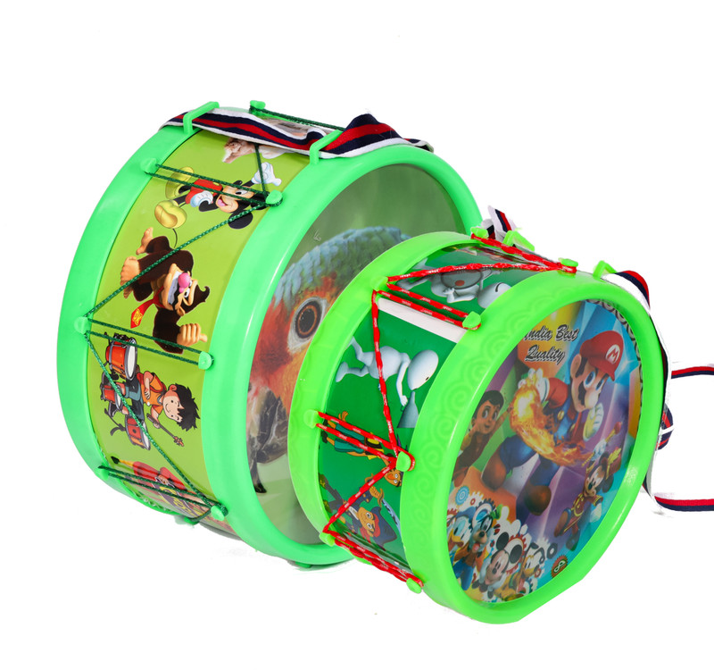 khushi enterprise Musical Drum Combo Small ( 17.4 x 9.2 cm, 250g ), Medium ( 20.3 x 10.7 cm, 310g)(Green)
