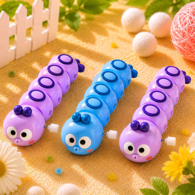 VikriDa Kids Wind Up Caterpillar Toy Pack of 2 Colorful Push Go Toys(Multicolor)