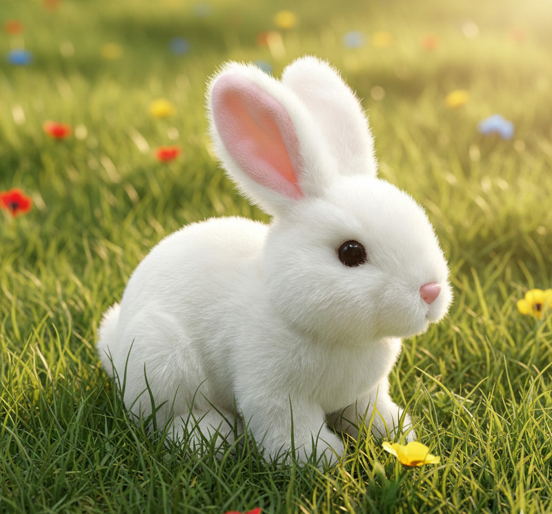 QUERIM Walking & Jumping Rabbit Toy with Sound(White)