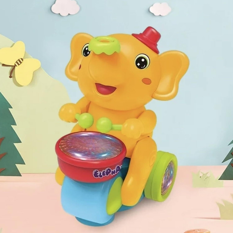 Kmc kidoz New Walking Elephant Drummer Toy with Flashing Light & Sound Toy for Kids(Multicolor)