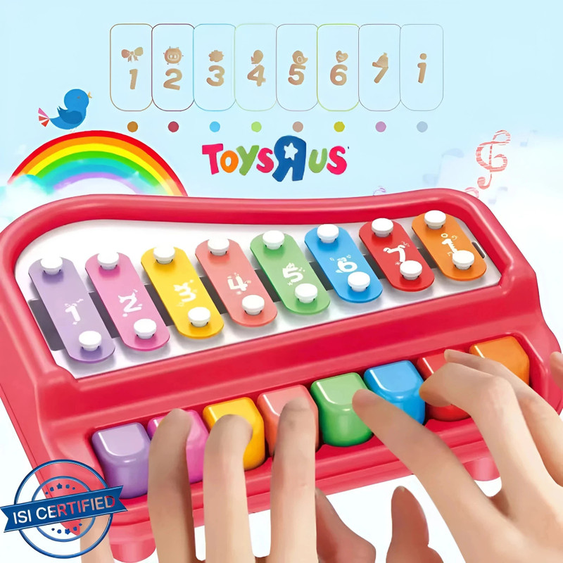 Toys R Us Bruin 2 in 1 Baby Piano Xylophone Toy 8 Multicolored Key Keyboard Baby Kids Girls Boy(Multicolor)