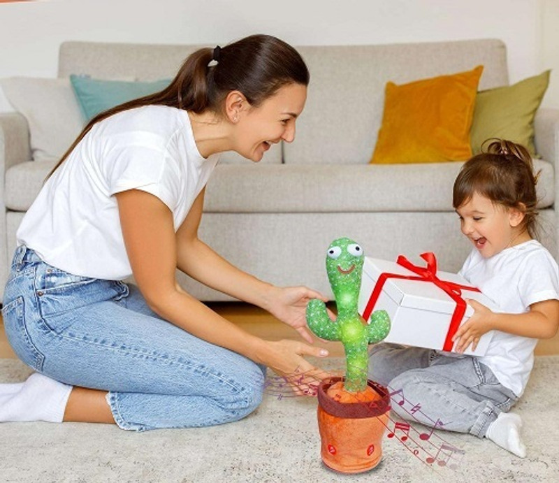 MVP Talking Singing Toy Decoration Rechargeable Dancing Cactus Plush Toys Same(Green)