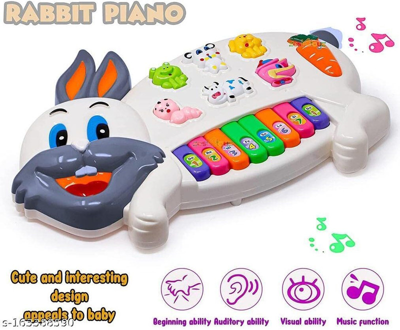KAVANA Musical Rabbit Piano Toy with Flashing Light & Sound for Kid Musical Rabbit Piano Toy with Flashing Light & Sound for Kid Analog Portable Keyboard(8 Keys)