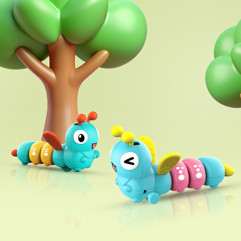 R for Rabbit Orapple Caterpillar Wind-Up Toy for Kids (Pack of 2)(Multicolor)