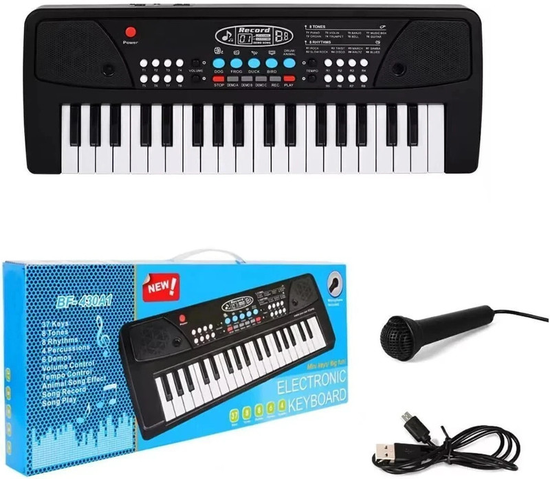 amisha gift gallery 37 Key Piano Keyboard Toy for Kids with Mic Dc Power Option Recording Charger not Included Best Birthday Gift for Boys and Girls 2019 Latest Model(Multicolor)