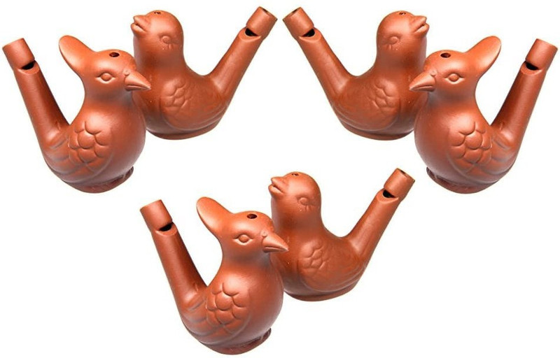 Kishore collection Clay Bird Water Whistle Terracotta Couple Birds Children Toy Pack of 6(Brown)
