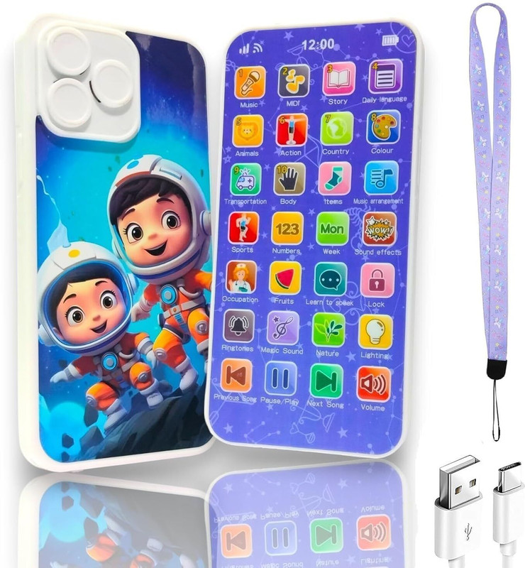 Gomzy Educational Phone Toy for 2-12 Years Kids Rechargeable 24 Modes Music Functions(Multicolor)