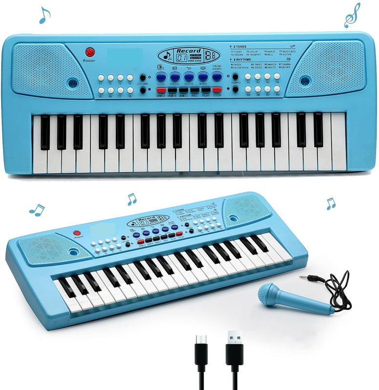 Kidz N Toys Musical Piano Keyboard with Microphone | 37 Keys Piano Toy For kids(Blue)