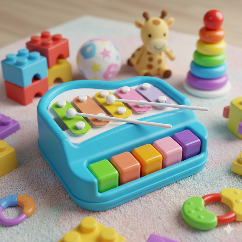 LASTICTOY Colorful 5 Keys Xylophone Music Toy for Kids Learning & Fun(Multicolor)