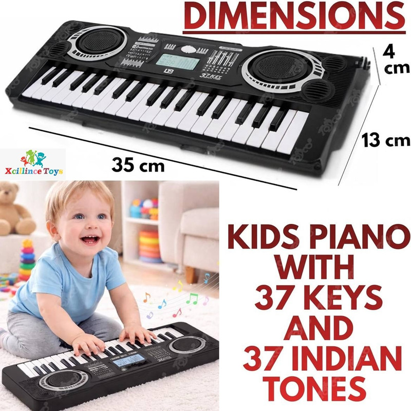 Xcillince Toys Musical Keyboard Piano for Kids with Dual Speakers, Learning Notes Guide(Multicolor)