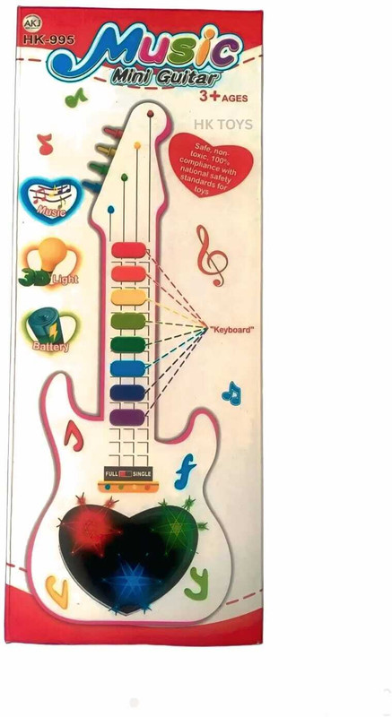 3 Jokers Mini Electric Guitar Toy with Flashing Lights and Pre-set Melodies(Multicolor)