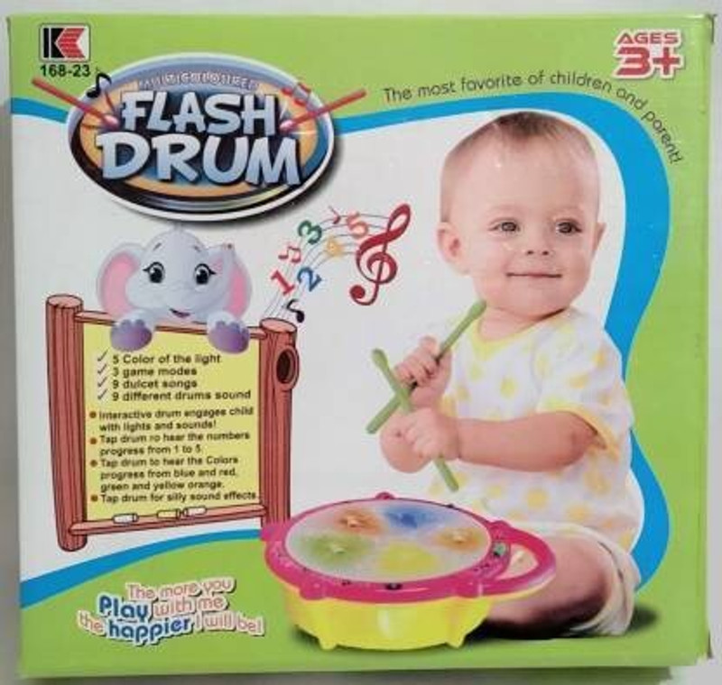 Skyler Collection Flash Drum Set With Music and Lights Electronic Touch Flash Visual 3d Lights(Pink)