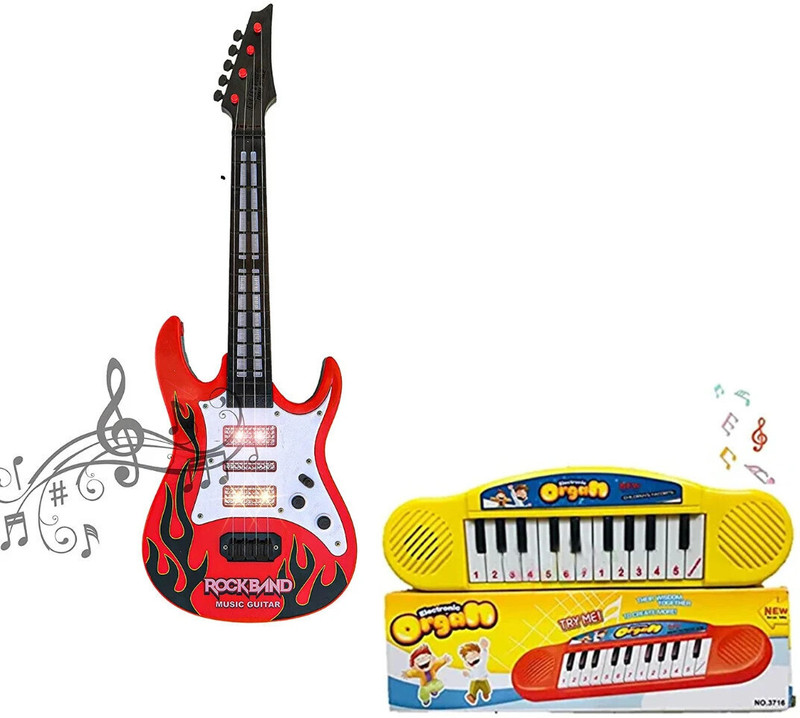 VikriDa 22 Key Piano Keyboard with Musical Guitar with 3D LED Light(Multicolor)