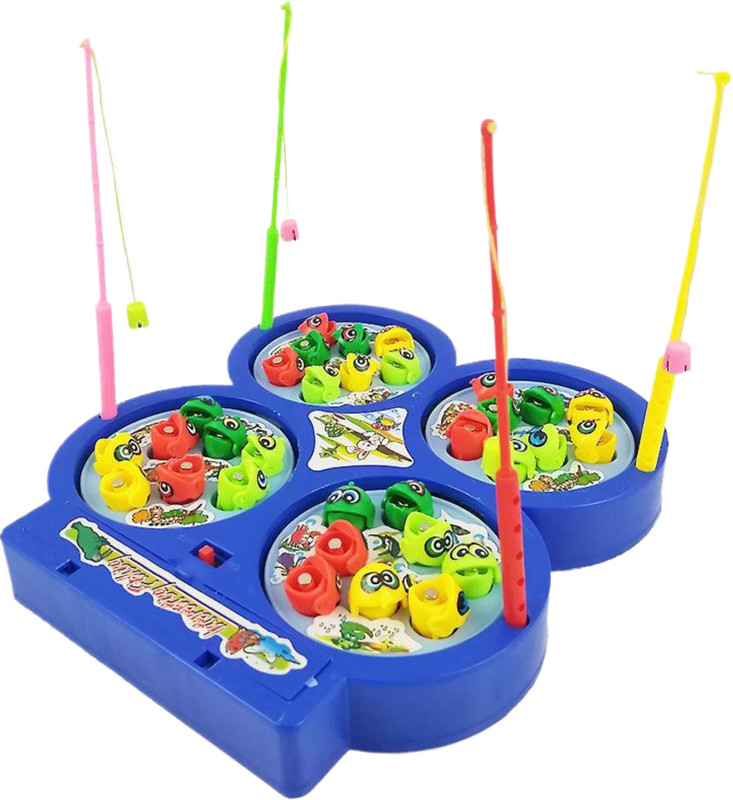 MOVE TOYS Fishing Game for Kids, Magnetic Fish Catching Game with 32 Pieces(Blue)