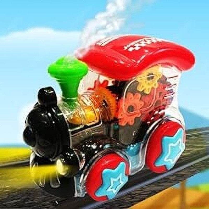 Adhira Toys Gear Transparent Train Engine Toy with LED Lights and Musical Sound(Multicolor)
