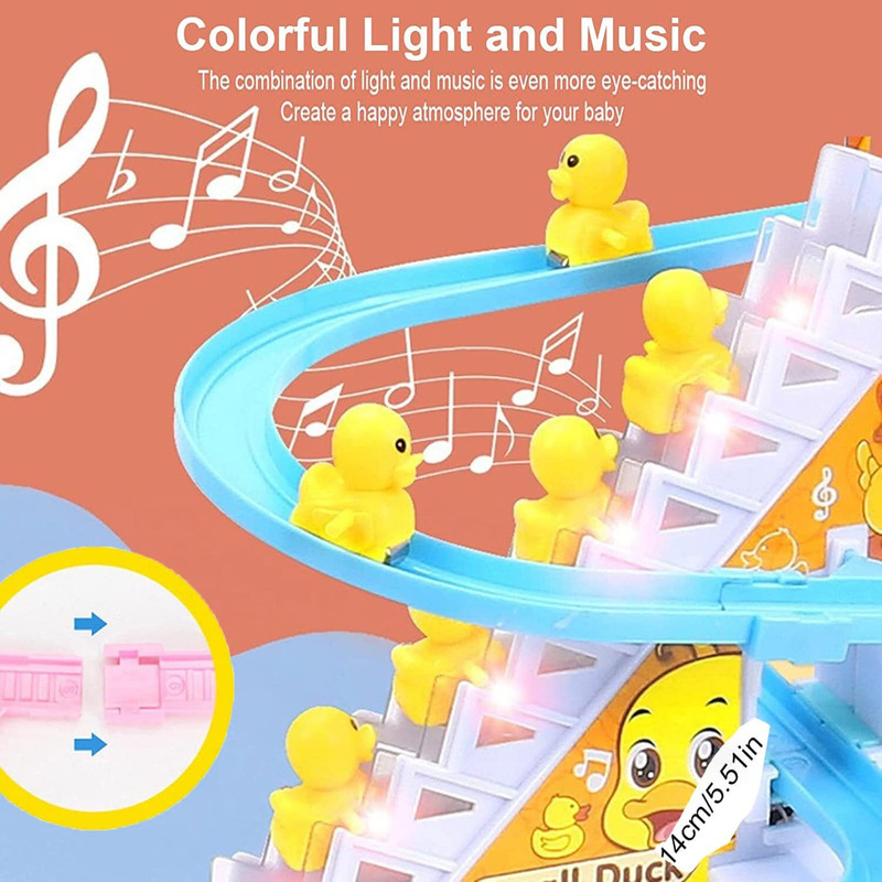 BANTAS Funny Automatic Stair-Climbing Ducklings Race Track 3 Duck Slide Toy Set M33(Yellow)