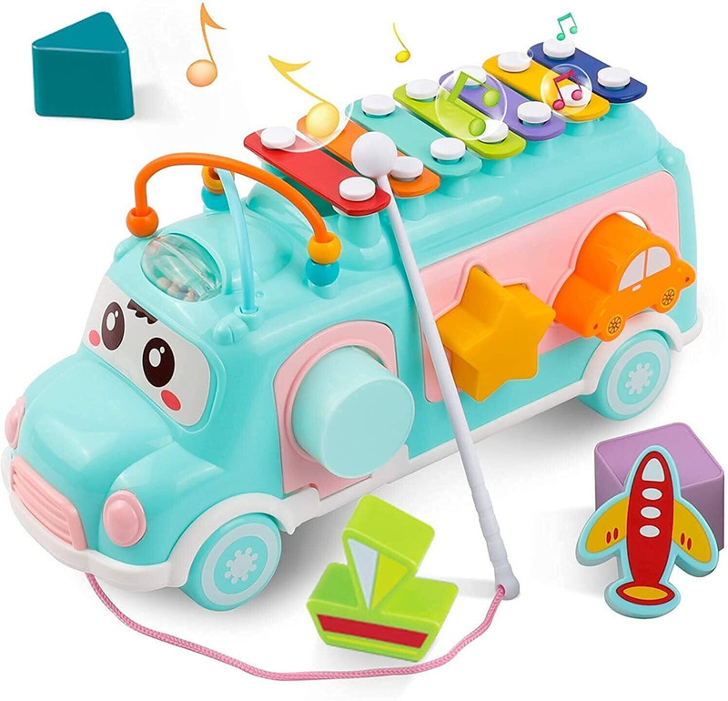 xelix School Bus Toy, Xylophone Baby Toys with Shape Sorter Toy(Multicolor)