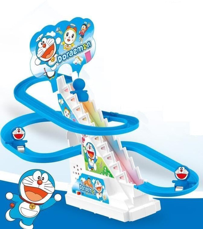 HASHONE Doraemon Track Set Musical Toys Interactive Play with Lights and Sounds(Blue)
