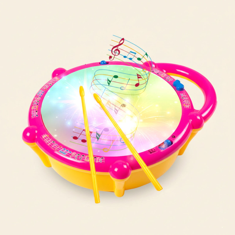 Kidzfun Musical Drum 3D Flash Drum Toy with Flash Light & Music Effects(Multicolor)