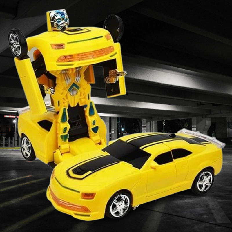 Pepstter Robot Car for Kids with Light & Music, Deformation Robot Car(Yellow)