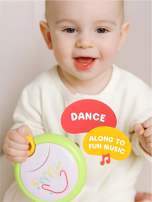 Jollyora Baby Musical Electronic Toy with Lights Sounds Babies Light up Drum Toys for Ear(Multicolor)