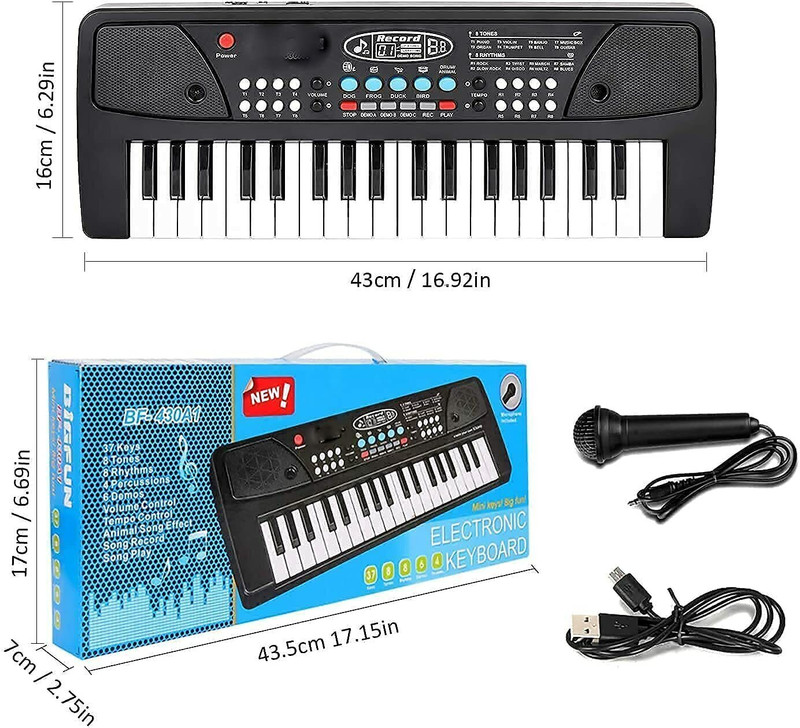 BANTAS Keyboard Piano, 37 Keys Piano Keyboard for Kids Musical Instrument Gift Toys(Black)
