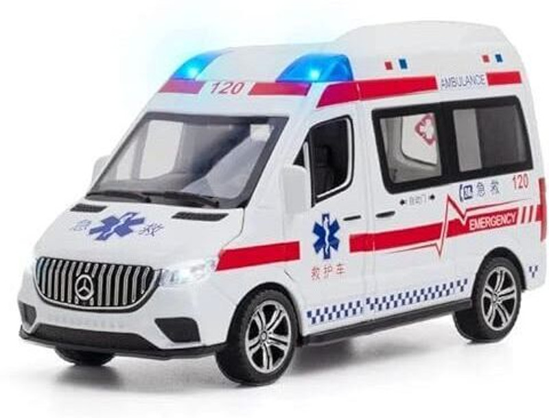 CountryLink Ambulance Van 1:32 Scale Diecast Pull Back Toy Car For Kids with Light & Sound(White)