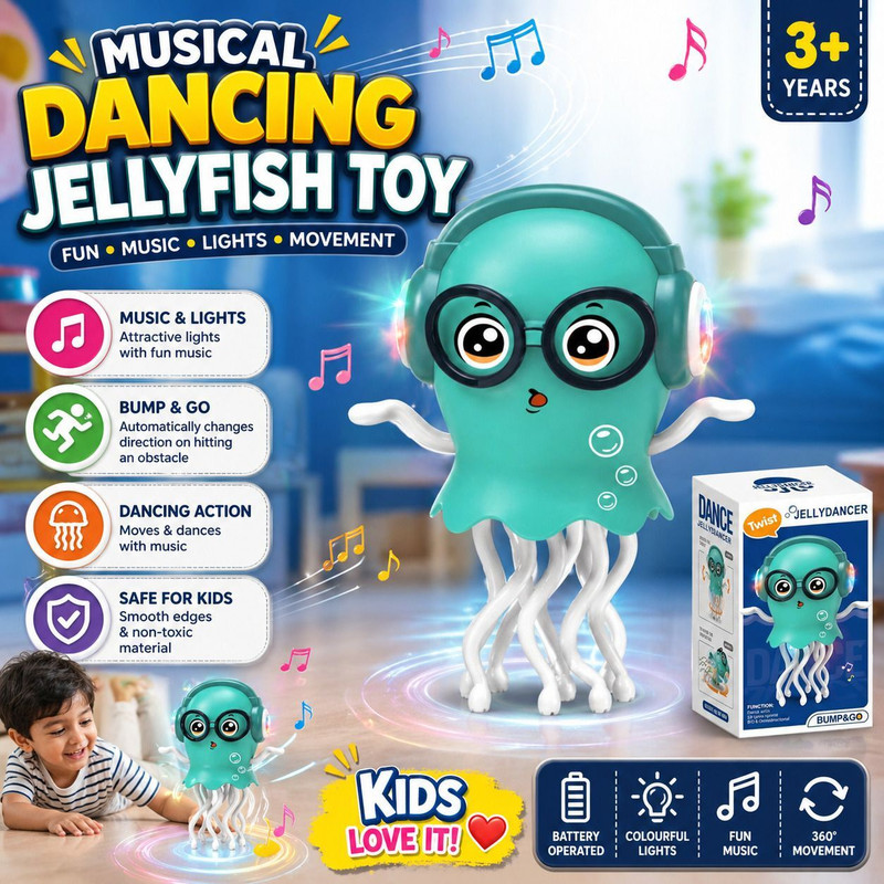 Wonderbox Electric Jelly Fish Toy with Music | Battery Operated Toy for Boys & Girls(Multicolor)