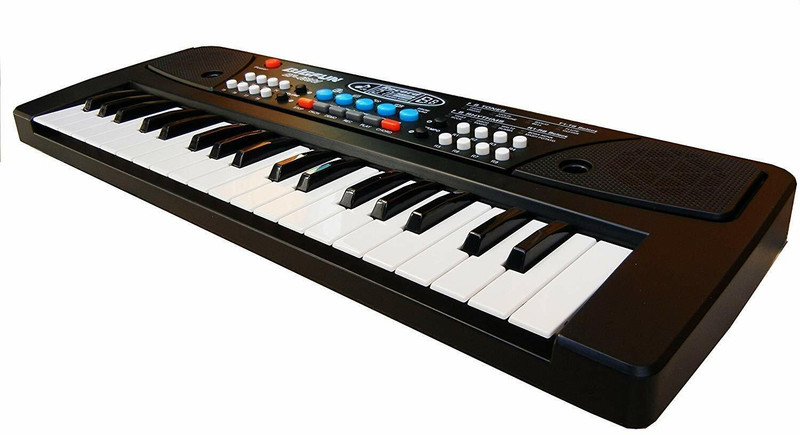 toyboyzone Light and Music Toy Electronic Piano Keyboard with 37 Keys and Microphone(Black)