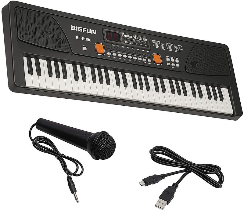 Toofun Piano with Mic & Display For Beginners Kids Electric Portable Keyboard Piano Direct DC Power Option with Micro USB Cable Analog Portable Keyboard(61 Keys)